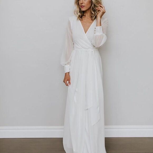 NWT Baltic Born White Chiffon Lydia Maxi Dress Sz XS - Picture 1 of 10